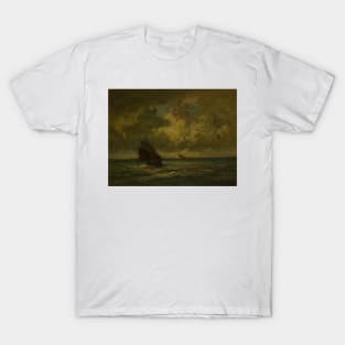 Two Boats in a Storm by Jules Dupre T-Shirt